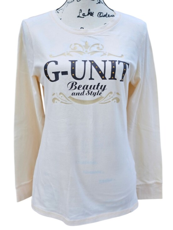 G-Unit Tops - G-UNIT Women's Cream Long Sleeve Graphic Tee